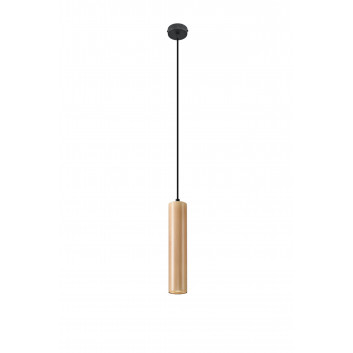 Lampa wisząca Sollux Ligthing Pablo, 8cm, GU10 1x40W, czarny/naturalne drewno