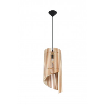 Lampa wisząca Sollux Ligthing Aprilla, 43cm, E27 1x60W, czarny/naturalne drewno