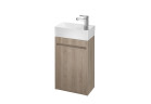 Set B112, szafka Cersanit Crea z umywalką Crea 40, wisząca, 1 drzwi, zmontowana, dąb