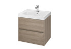 Set B114, szafka Cersanit Crea z umywalką Crea 60, wisząca, 2 szuflady, zmontowana, dąb