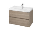 Set B115, szafka Cersanit Crea z umywalką Crea 80, wisząca, 2 szuflady, zmontowana, dąb