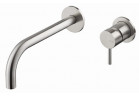 Bateria umywalkowa Vema Tiber Steel, podtynkowa, 2-otworowa, wylewka 208mm, korek klik-klak, stal nierdzewna inox
