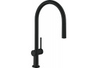 Bateria kuchenna Hansgrohe Talis M54, jednouchwytowa, wysokość 435mm, wyciągana wylewka, 1jet, sBox, czarny mat