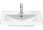 Umywalka wisząca/meblowa Duravit D-Neo, 65x48cm, z przelewem, otwór na baterię, biała