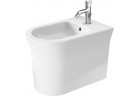 Bidet stojący przyścienne Duravit White Tulip, 58x37cm, z przelewem, otwór na baterię, biały