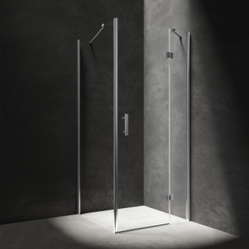 Prostokątna kabina prysznicowa Omnires Manhattan, 90x70cm, drzwi uchylne, szkło transparentne, profil chrom