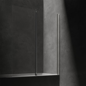 Parawan nawannowy Omnires Kingston, 70cm, montaż uniwersalny, drzwi wahadłowe, szkło transparentne, profil chrom