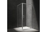 Kwadratowa kabina prysznicowa Omnires Chelsea, 80x80cm, drzwi przesuwne 3-częściowe, szkło transparentne, profil chrom