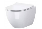 Miska zawieszana z deską slim Cersanit Zen Set B246, 49,5x35,5cm, CleanOn, bez kołnierza, biała