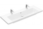 Umywalka meblowa Villeroy & Boch Subway 3.0, 130x47cm, z przelewem, 2 otwory na armaturę, Weiss Alpin CeramicPlus