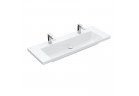 Umywalka meblowa Villeroy & Boch Subway 3.0, 130x47cm, bez przelewu, 2 otwory na armaturę, Weiss Alpin CeramicPlus