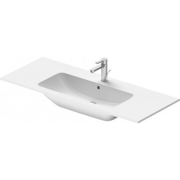 Umywalka meblowa Duravit ME by Starck, 1230x490mm, z przelewem, otwór na baterię, biała