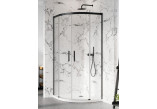 Półokrągła kabina prysznicowa Radaway Idea Black PDD, 100x100cm, drzwi rozsuwane, szkło przejrzyste, profil czarny