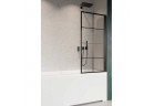 Parawan nawannowy Radaway Nes 8 Black PNJ I Factory, prawy, szkło przejrzyste, czarna kratka, 80x150cm, czarny profil