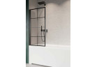 Parawan nawannowy Radaway Nes 8 Black PNJ I Factory, lewy, szkło przejrzyste, czarna kratka, 90x150cm, czarny profil