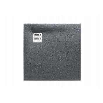 Brodzik kwadratowy Roca Terran, 80x80cm, kompozytowy, Stonex, z syfonem, perłowy