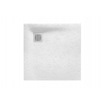 Brodzik kwadratowy Roca Terran, 80x80cm, kompozytowy, Stonex, z syfonem, biały