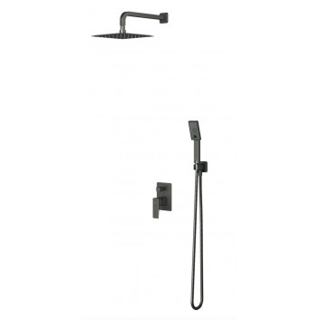 System prysznicowy Omnires Parma, natynkowa, 2 wyjścia wody, deszczownica 20x20cm, słuchawka 3-funkcyjna, grafit
