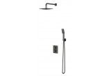 Termostatyczny system prysznicowy Omnires Parma, podtynkowy, 2 wyjścia wody, deszczownica 20x20cm, słuchawka 3-funkcyjna, grafit