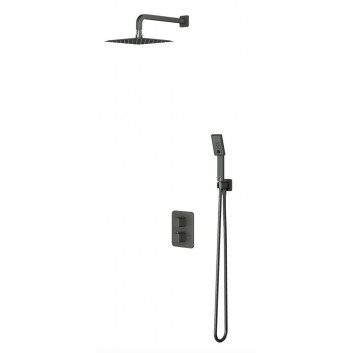 System prysznicowy Omnires Parma, podtynkowy, 2 wyjścia wody, deszczownica 20x20cm, słuchawka 3-funkcyjna, grafit