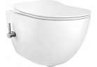 Miska WC z funkcją bidetu Deante Peonia Zero, 51x36cm, wisząca, bezkołnierzowa, z baterią mieszaczową, bialy