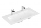 Umywalka meblowa Villeroy&Boch Finion 1000x500 mm bez przelewu, do dwóch armatur 1-otworowych, Stone White CeramicPlus