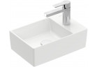 Umywalka ścienna Villeroy & Boch Memento 2.0, 40x26cm, bez przelewu, otwór na baterię, Weiss Alpin CeramicPlus