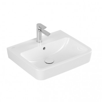 Umywalka wisząca Villeroy & Boch O.novo, 55x46cm, z przelewem, otwór na baterię, Weiss Alpin AntiBac CeramicPlus