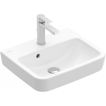 Umywalka nablatowa Villeroy & Boch O.novo, 55x46cm, z przelewem, otwór na baterię, Weiss Alpin