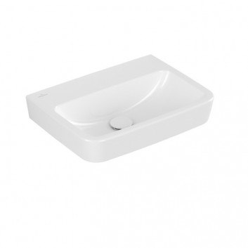 Umywalka wisząca Villeroy & Boch O.novo, 50x37cm, z przelewem, bez otworu na baterię, Weiss Alpin
