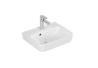 Umywalka wisząca Villeroy & Boch O.novo, 45x37cm, z przelewem, otwór na baterię, Weiss Alpin AntiBac CeramicPlus