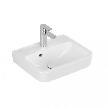 Umywalka nablatowa Villeroy & Boch O.novo, 45x37cm, z przelewem, otwór na baterię, Weiss Alpin
