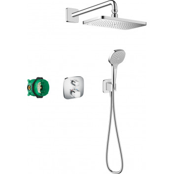System prysznicowy Hansgrohe Raindance E 300 1jet ShowerSelect Square, podtynkowy, bateria termostatyczna, deszczownica 30x30cm, słuchawka 3-funkcyjna, chrom