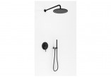 Zestaw prysznicowy Kohlman Axel, podtynkowy, 2 wyjścia wody, deszczownica 25cm, słuchawka 1-funkcyjna, czarny