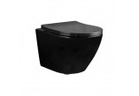 Miska wisząca WC Rea Carlo Mini Rimless Duroplast/Flat, 49x37cm, bez kołnierza, deska wolnoopadająca, czarny