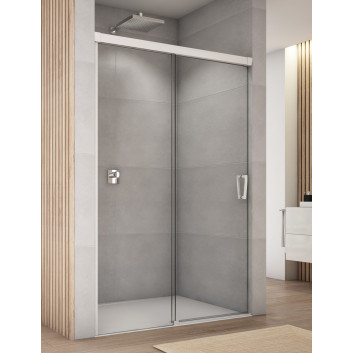 Drzwi prysznicowe Sanswiss Cadura CAS2, 150x200cm, lewe, przesuwne, szkło przejrzyste, profil biały