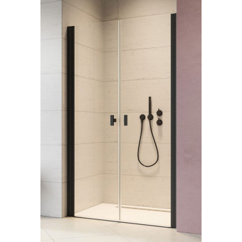 Drzwi prysznicowe do wnęki Radaway Nes 8 Black DWB 90, prawe, składane, szkło przejrzyste, 900x2000mm, czarny profil