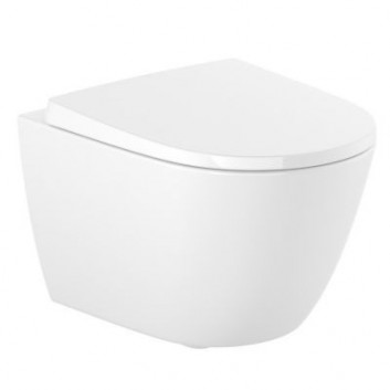 Miska WC podwieszana, Roca Gap Square Rimless Compacto 48×34 cm, MaxiClean, biała