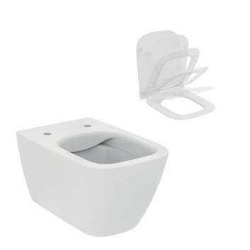 Miska WC Ideal Standard I Life B  Rimless, 54x35,5cm wisząca bezrantowa biała + deska Ideal Standard Slim, wolnoopadająca 