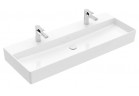 Umywalka ścienna Villeroy & Boch Memento 2.0, 120x47cm, bez przelewu, 2 otwory na baterie, CeramicPlus, Weiss Alpin