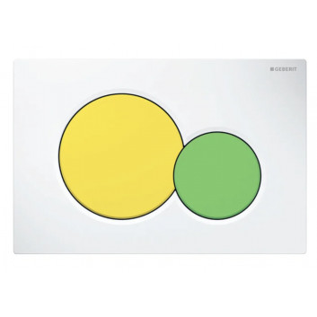 Przycisk spłukujący Geberit Sigma01, dwudzielny, biały, przyciski żółty i zielony