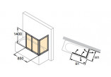 Parawan nawannowy Huppe Combinett - 3-częściowy 700x850 mm, profil biały, szkło przeźroczyste