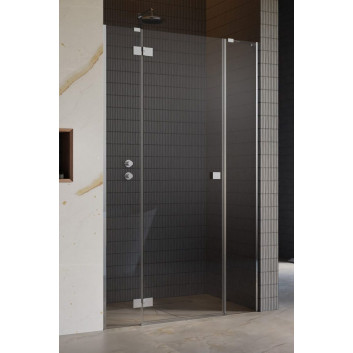 Drzwi Radaway Essenza New DWJ+S 140 cm, Lewe, profil chrom, szkło przeźroczyste EasyClean