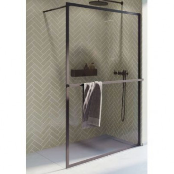 Ścianka prysznicowa typu Walk-In Riho Lucid GD400 90x200 cm, wolnostojąca, szkło przejrzyste z powłoką Riho Shield, profil czarny mat