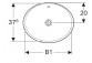 Geberit Variform Umywalka wpuszczana w blat, owalna, B55cm, H17.8cm, T40cm, z przelewem, bez otworu na baterię