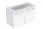Geberit Selnova Square Zestaw szafki pod umywalkę, z dwojgiem drzwi, 100x65.2x50.2cm, biały, z umywalką meblową, cienki rant, z przelewem, z otworem na baterię