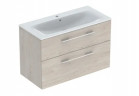 Geberit Selnova Square Zestaw szafki pod umywalkę, z dwiema szufladami, 100x65.2x50.2cm, orzech włoski hickory jasny, z umywalką meblową, cienki rant, z przelewem, z otworem na baterię