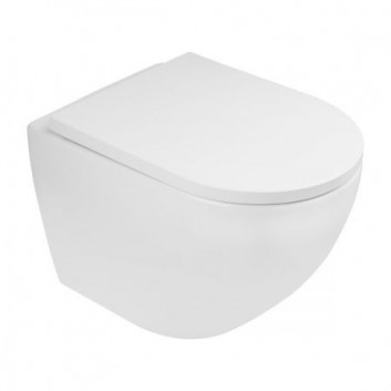 Zestaw miska wisząca wc Oltens Hamnes, 52x35,5cm, PureRim, z powłoką SmartClean z deską wolnoopadającą Slim - biały