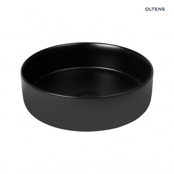 Oltens Lagde umywalka 35,5 cm nablatowa okrągła z powłoką SmartClean - czarny mat 