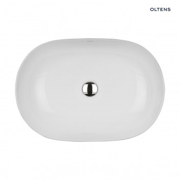 Oltens Hamnes Thin umywalka nablatowa owalna 60,5 x 41,5 cm biała  z powłoką Oltens SmartClean